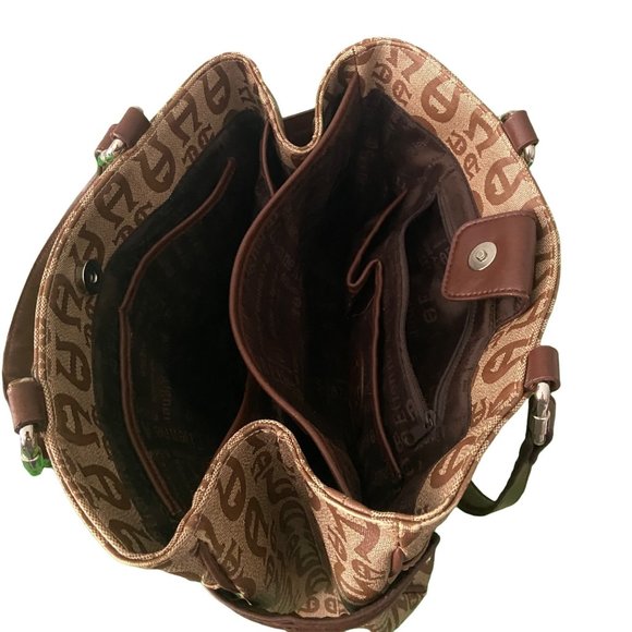 Ettienne Aigner Women's Brown Shoulder Bag 11x9x5 Signature Logo Coated Canvas - Picture 5 of 11